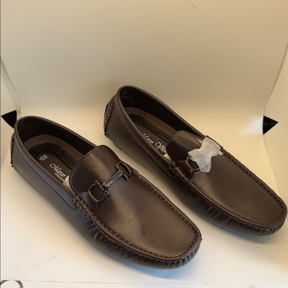 Men's Brown Leather Bit Loafers - Classic Slip-On Driving Shoes